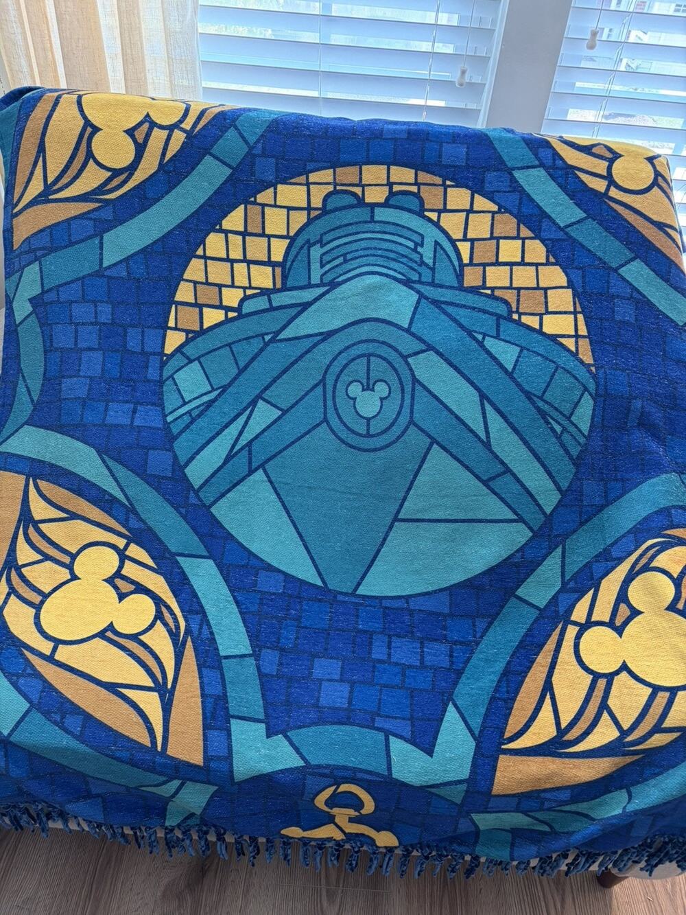 Disney Cruise Line Colorful Mosaic Collection Stained Glass Throw Blanket 48x60